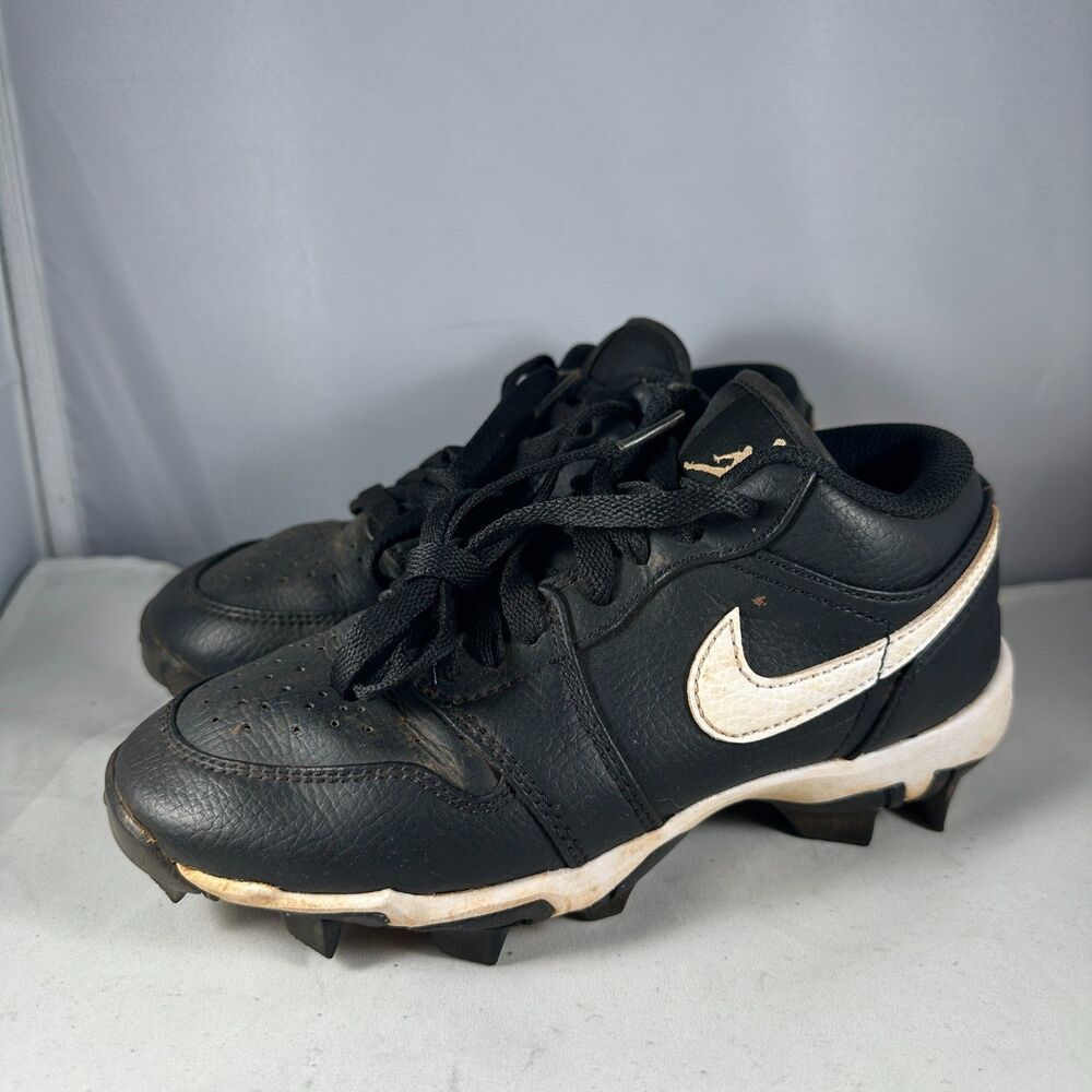 Nike Air Jordan Youth 5Y 1 Low Cleats Black White Baseball Football HF6885-001